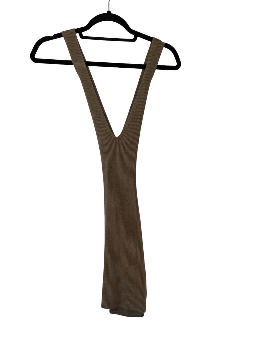 Olivaceous Maxi Dress | Olive Brown | Size S | Deep-V Ribbed Knit